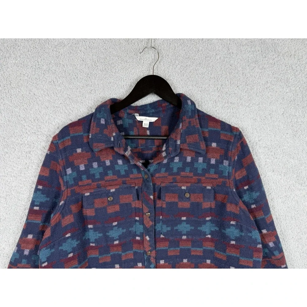 LL Bean Signature Flannel Shirt Aztec Print Chore Button Front Womens XL R - Picture 3 of 7